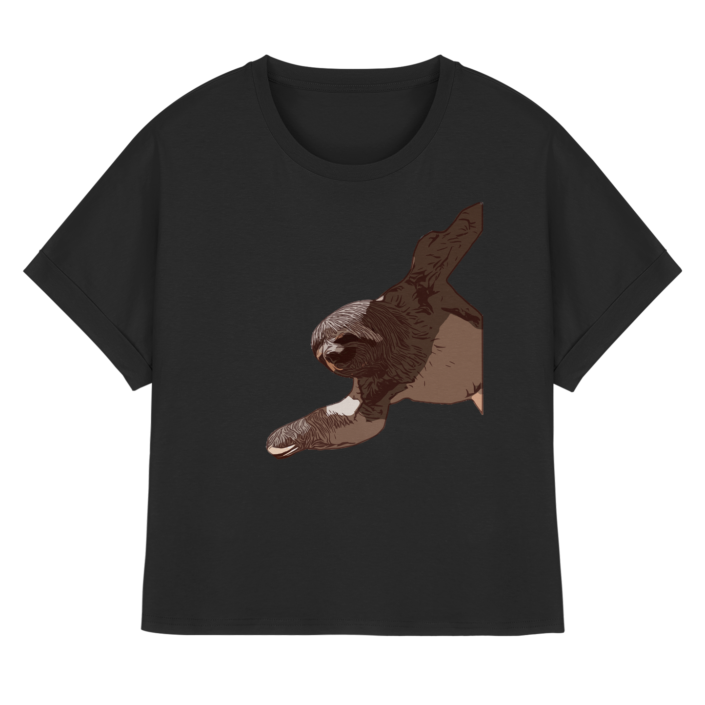 alohema "Faultier" - Womens Organic Rolled Sleeves T-Shirt