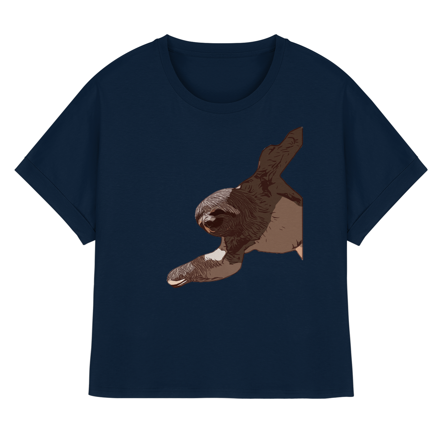 alohema "Faultier" - Womens Organic Rolled Sleeves T-Shirt