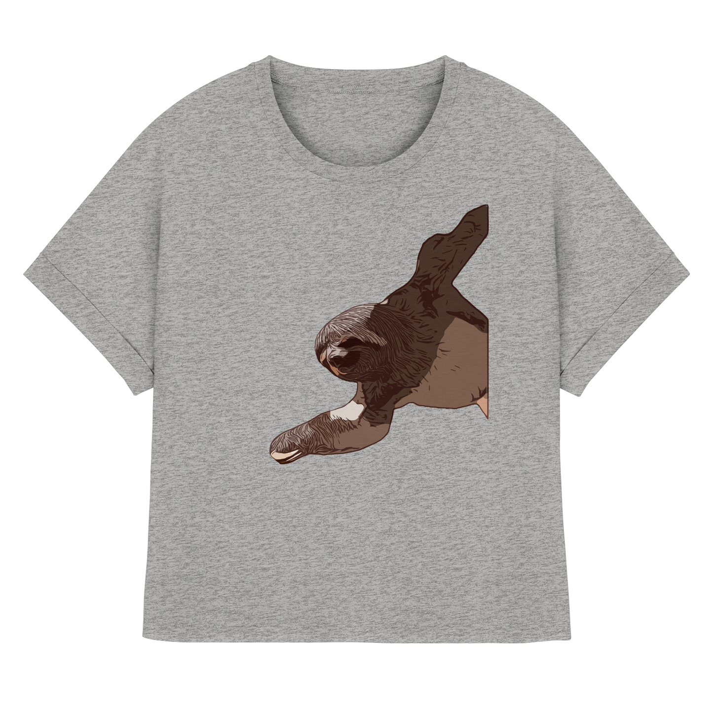 alohema "Faultier" - Womens Organic Rolled Sleeves T-Shirt